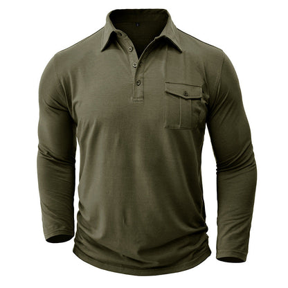 Herren Polo Langarmshirt Stehkragen Modern
