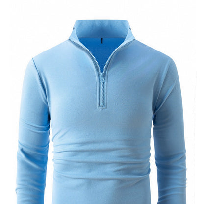 Herren Langarmshirt Sportlich Halb Reißverschluss Fitness - BerlinGlamour