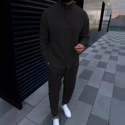 Herren Hemd Langarm Elegant Strukturiert Modern