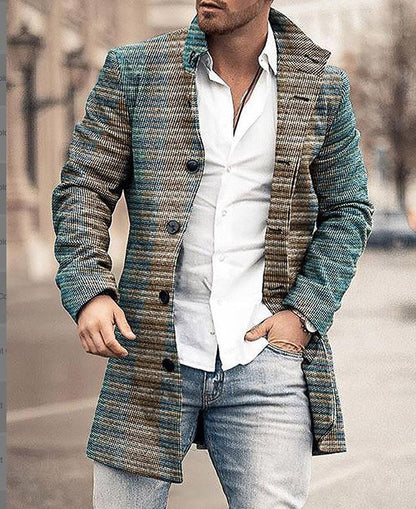 Herren Wollmantel Karo Modern Tailliert
