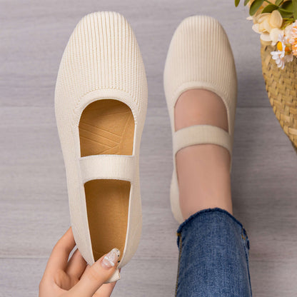 Damen Ballerinas Bequem Flexibel mit Verstellbarem Riemen