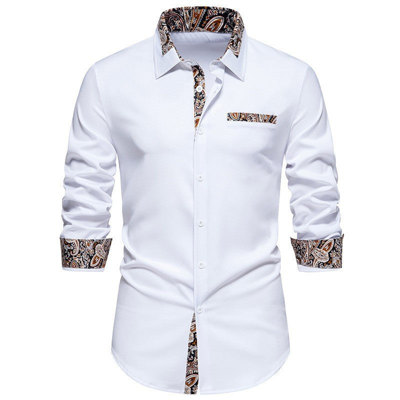 Herren Langarmhemd Paisley Muster Elegant Modern - BerlinGlamour