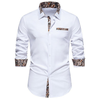 Herren Langarmhemd Paisley Muster Elegant Modern - BerlinGlamour