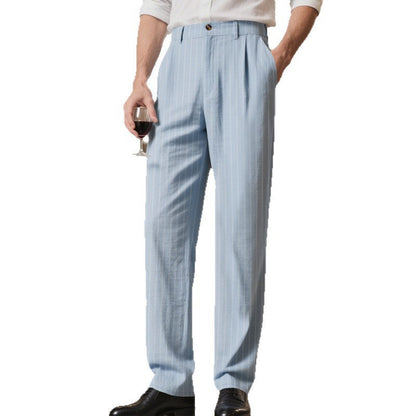 Herren Anzughose Slim Fit Streifen Komfort Bund