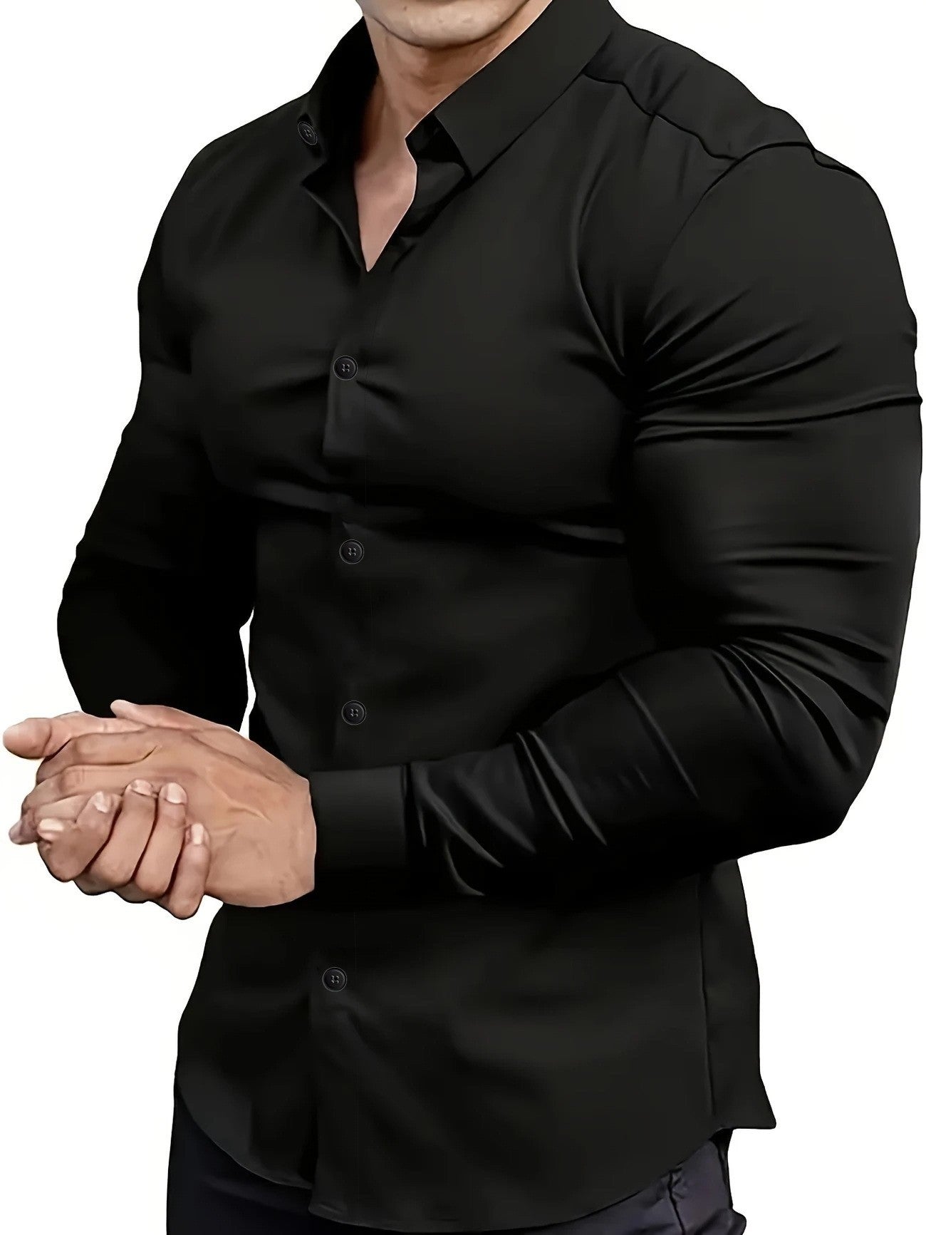 Herren Langarmhemd Elegant Slim Fit Kragen