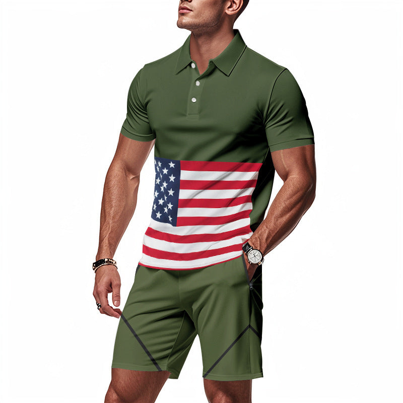 Herren Polo-Shirt Set Sportlich Flaggenmuster Berlin