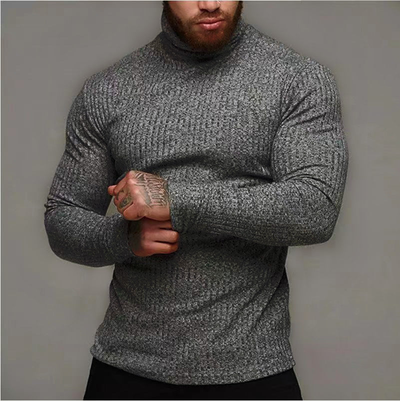Herren Rollkragenpullover Rippstrick Modern Schwarze Eleganz
