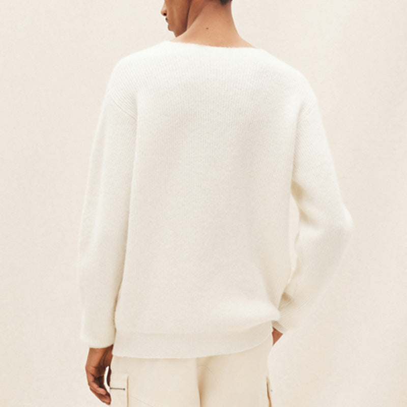 Herren Strickpullover Modern Asymmetrisch Mit Druckknöpfen