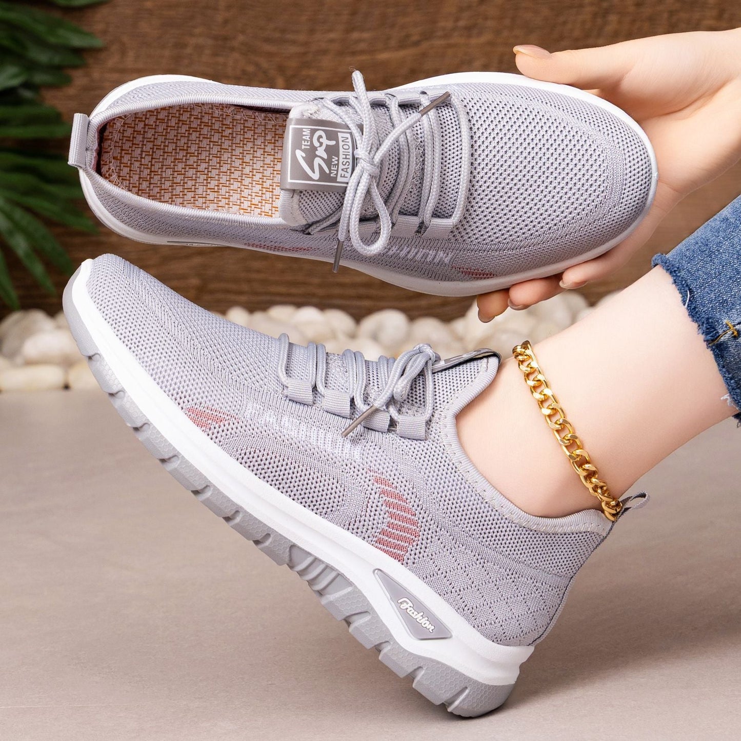 Damen Sneaker Sportlich Elegantes Design Schwarz