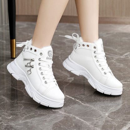 Damen Sneaker High-Top Fleece-Innenleben Reißverschluss