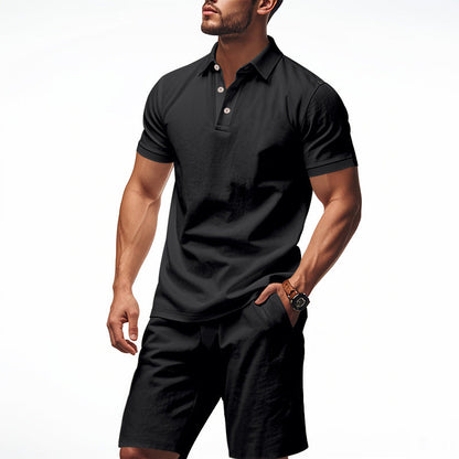 Herren Poloshirt Shorts Set Leicht Sommer
