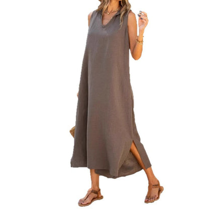Damen Sommerkleid Lang Klassisch mit Schlitzen