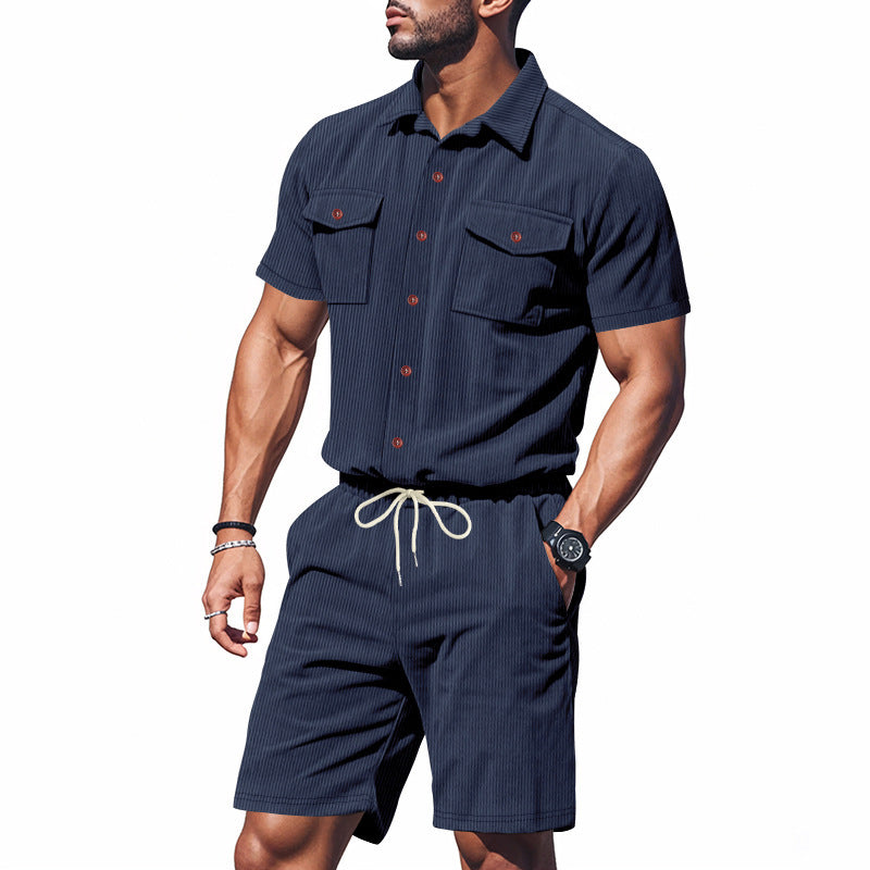 Herren Sommer Set Kurzarmhemd und Shorts Baumwolle