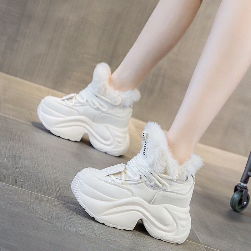 Damen Sneaker Hochflorige Sportschuhe Mit Rutschfester Sohle