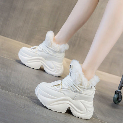 Damen Sneaker Hochflorige Sportschuhe Mit Rutschfester Sohle