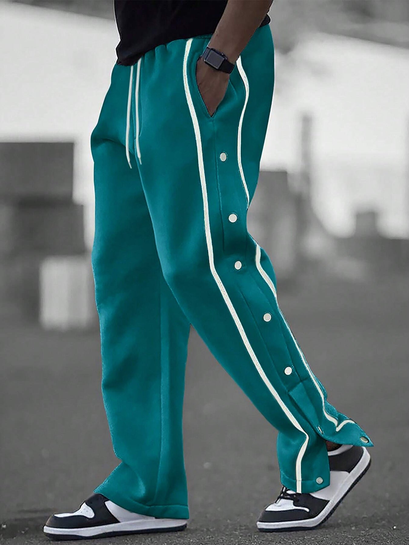 Herren Freizeithose Sportlich Mit Druckknöpfen Modern