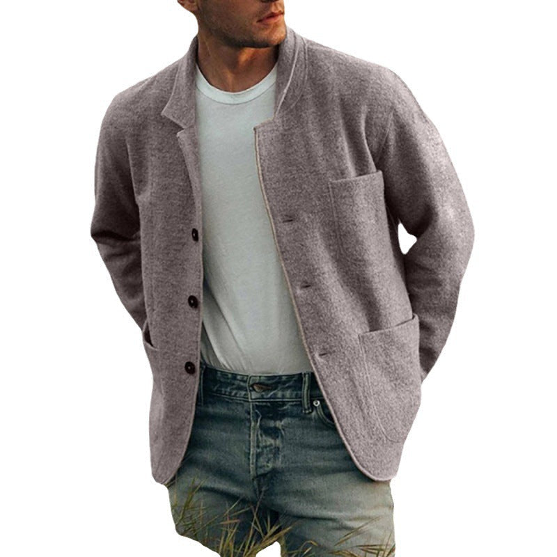 Herren Leinenblazer Lässig Aufgesetzte Taschen Sommer