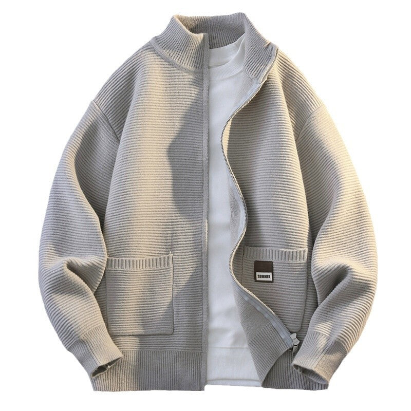 Herren Strickjacke Gemustert Mit Kragen Und Taschen