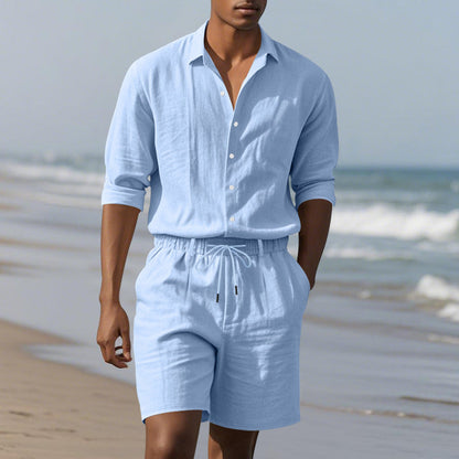 Herren Sommeroutfit Hemd Shorts Leicht