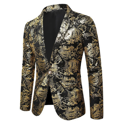 Herren Blazer Barock Stil Pailletten Elegant Schwarz - BerlinGlamour