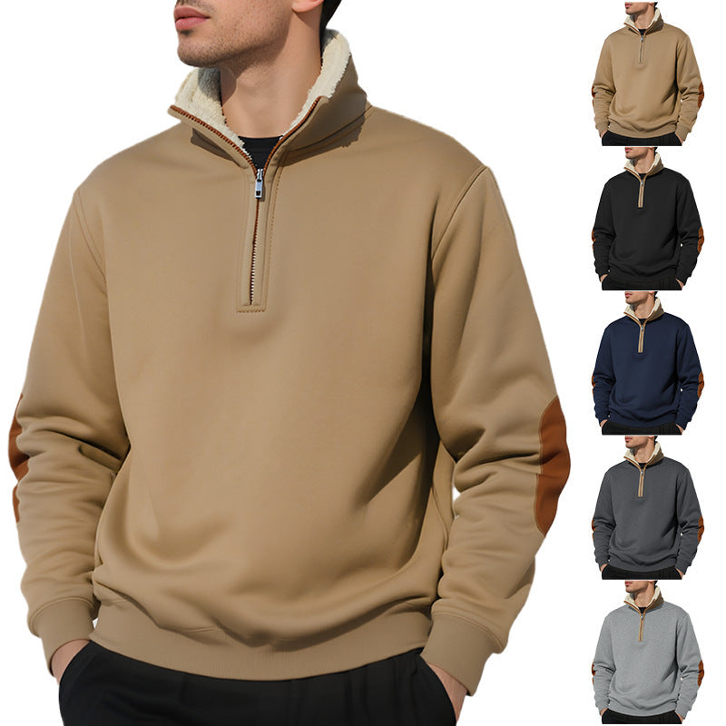 Herren Fleece-Pullover Hochkragen Warm Elegante Kontraste - BerlinGlamour