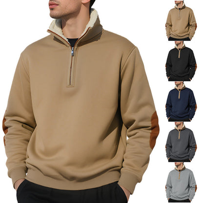 Herren Fleece-Pullover Hochkragen Warm Elegante Kontraste - BerlinGlamour