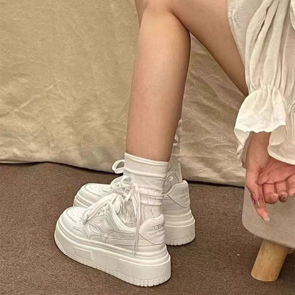 Damen Plattform Sneaker Leder atmungsaktiv Komfort Sohle