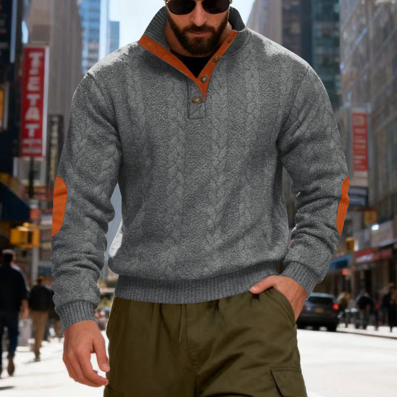 Herren Pullover Gestrickt Modern Kontrastdetails