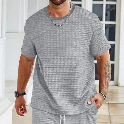Herren T-Shirt Lässig Strukturiert Berlin Style