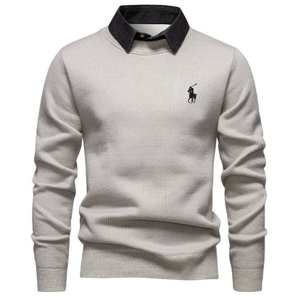 Herren Strickpullover Klassisch mit Hemdkragen Elegannt - BerlinGlamour
