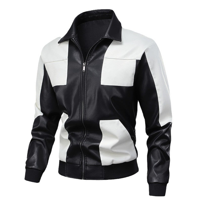 Lederjacke Herren Retro-Stil Elegant Schwarz
