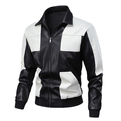 Lederjacke Herren Retro-Stil Elegant Schwarz