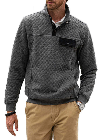 Herren Pullover Modern Kragen Brusttasche Bequem