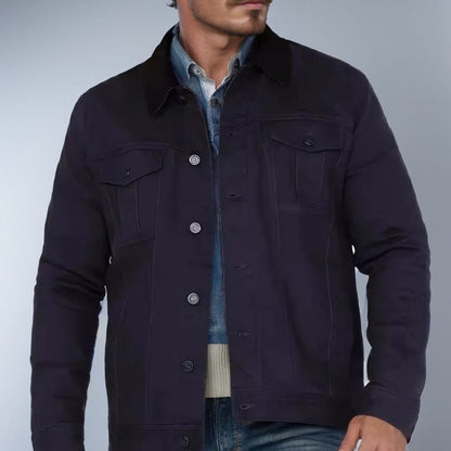 Herren Jacke Robust Baumwoll Winterjacke Schwarz