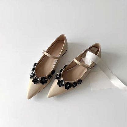 Damen Ballerinas Elegant Florale Riemen Schuhe