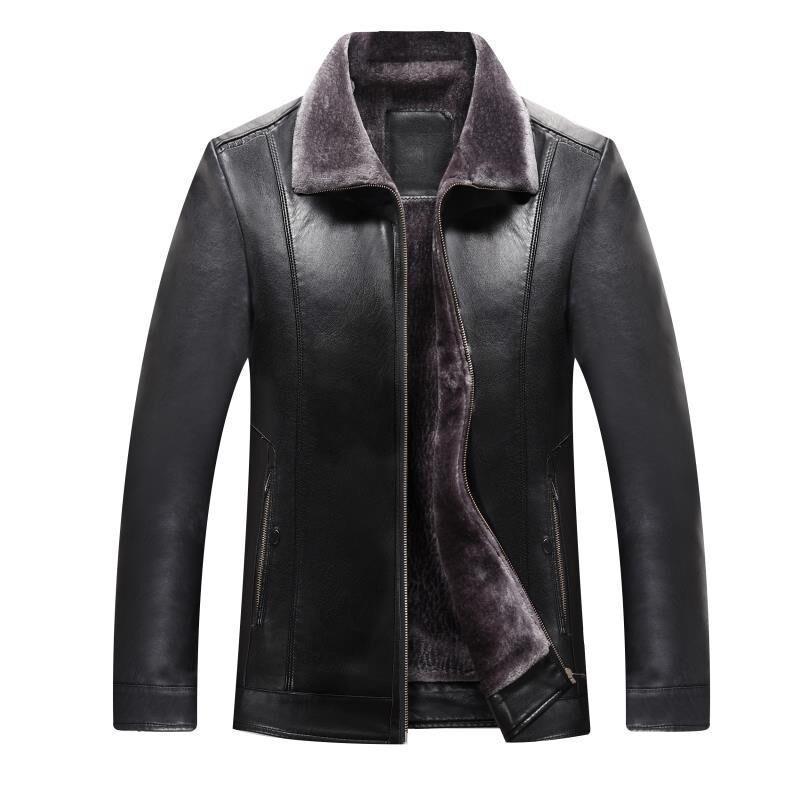 Lederjacke Herren Schwarzes Leder Bikerstil