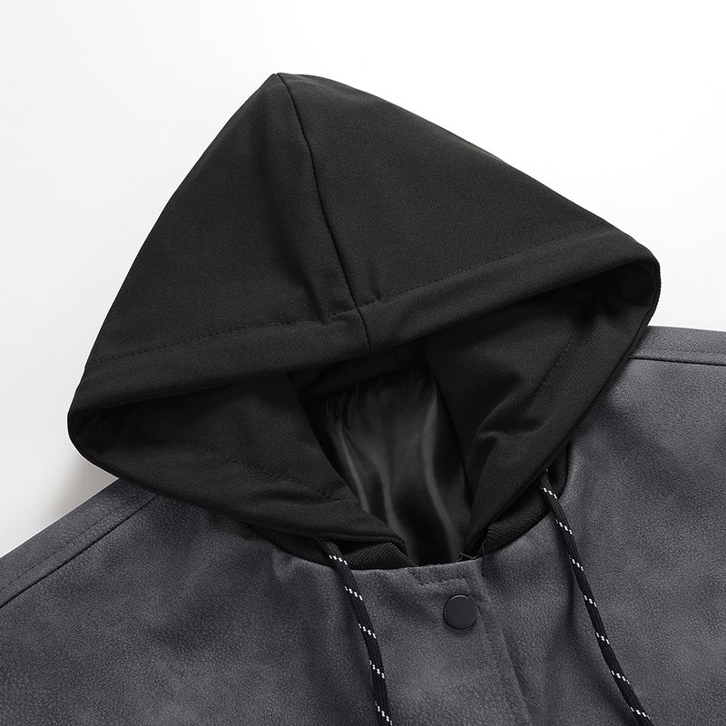 Herren Übergangsjacke Modern mit Abnehmbarer Kapuze Sportlich