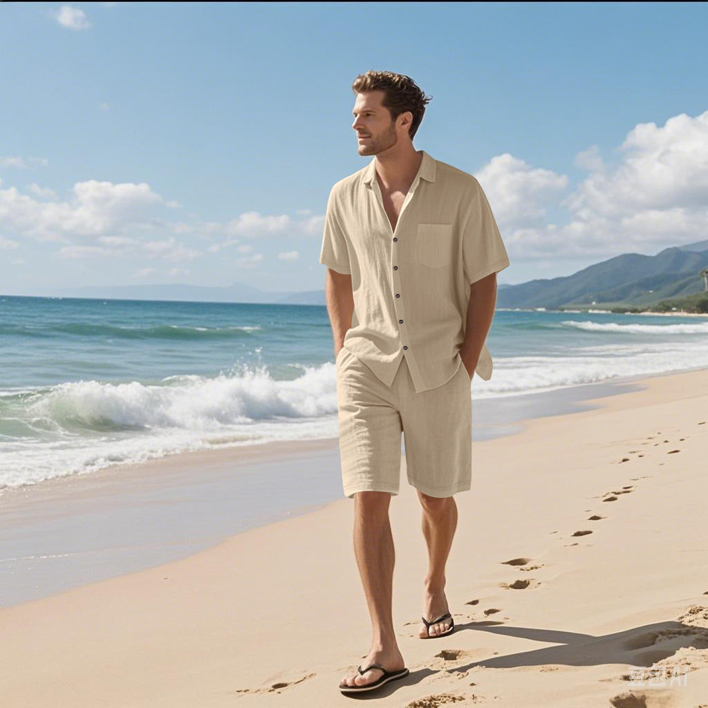 Herren Sportoberteil Kurzarm mit Shorts Sommer