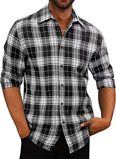 Herren Flanellhemden Kariert Elegantes Design