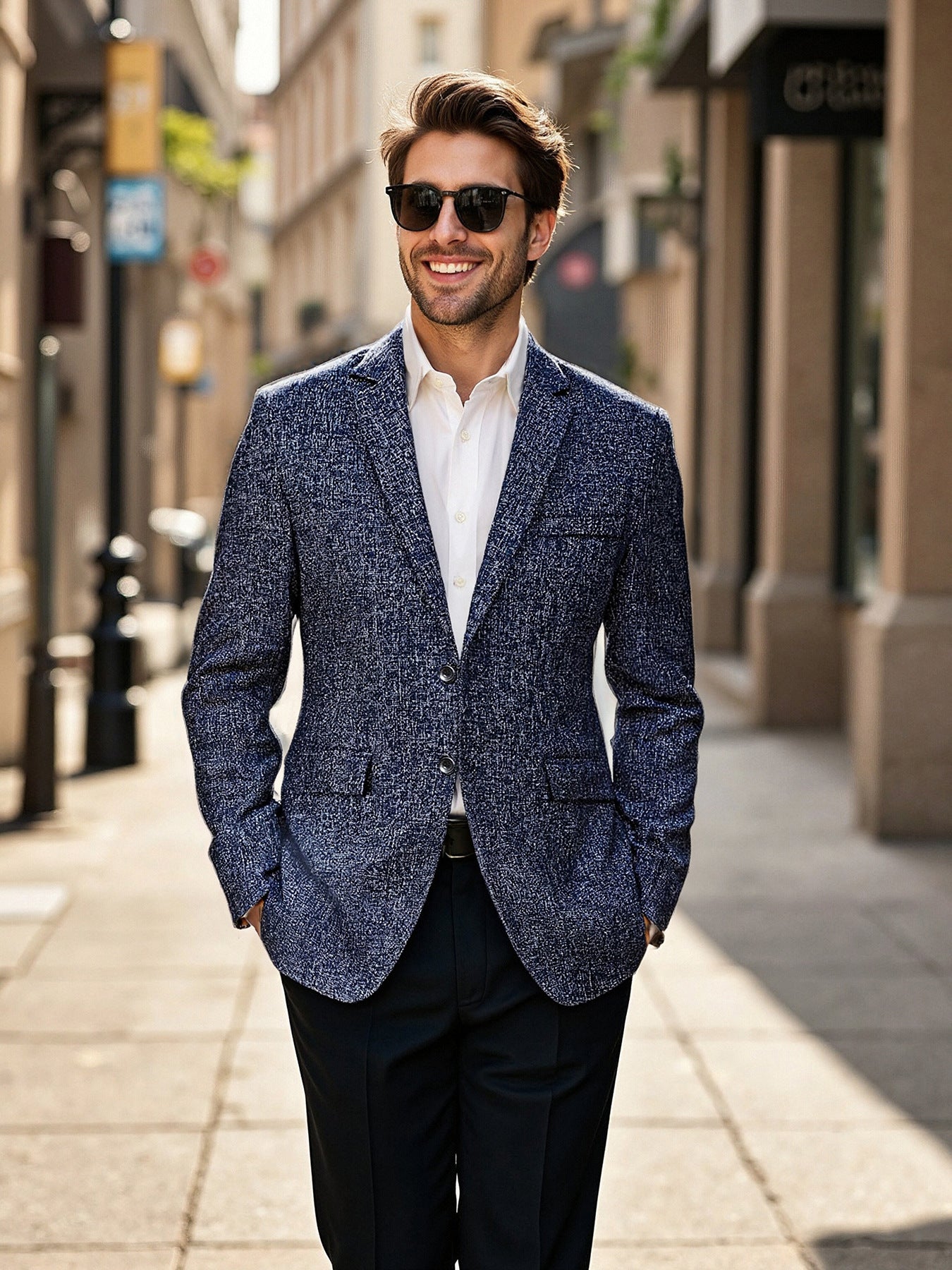 Herren Blazer Modisch Strukturiert Slim Fit