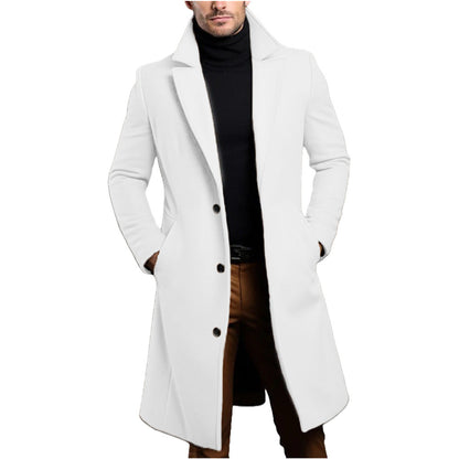 Herren Mantel Lang Geschnitten Elegant Schwarz