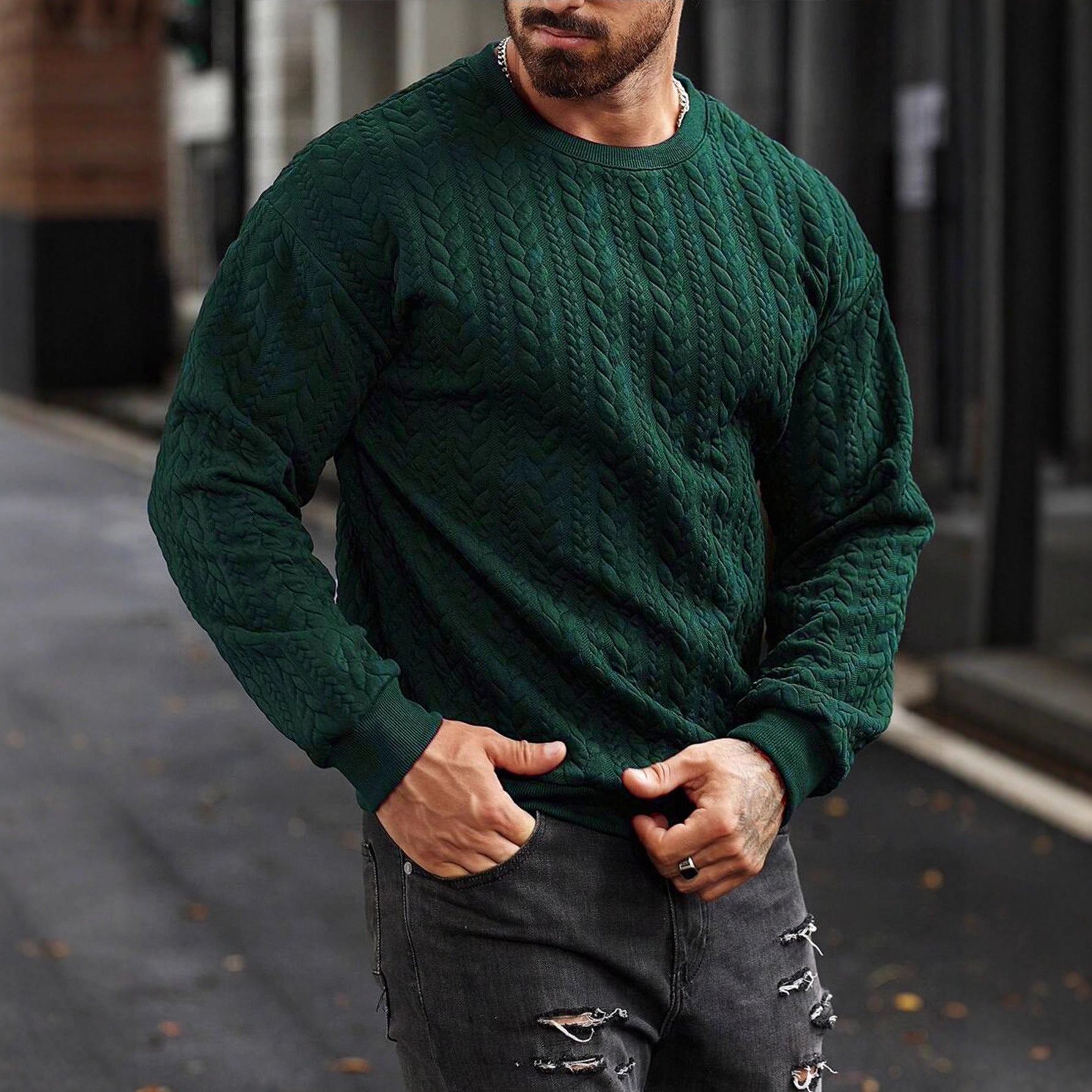 Herren Strickpullover Muster Pullover Grobstrick Modern - BerlinGlamour