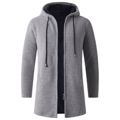 Herren Kapuzenjacke Lässig Weich mit Innenfutter Schwarz