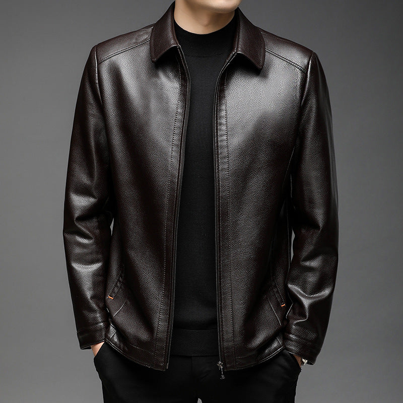 Lederjacke Herren Modern Elegant Schnitt Schwarz