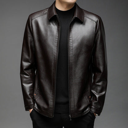 Lederjacke Herren Modern Elegant Schnitt Schwarz