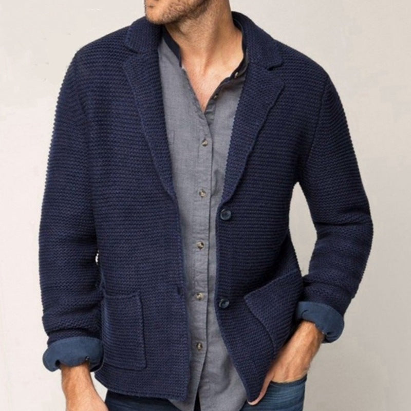 Herren Strickblazer Modern mit Taschen und Struktur