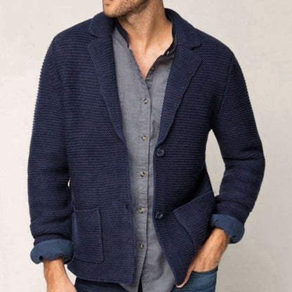 Herren Strickblazer Modern mit Taschen und Struktur