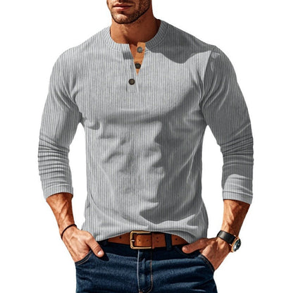 Herren Langarmshirt Strukturiert Praktisch Knöpfe BerlinStyle