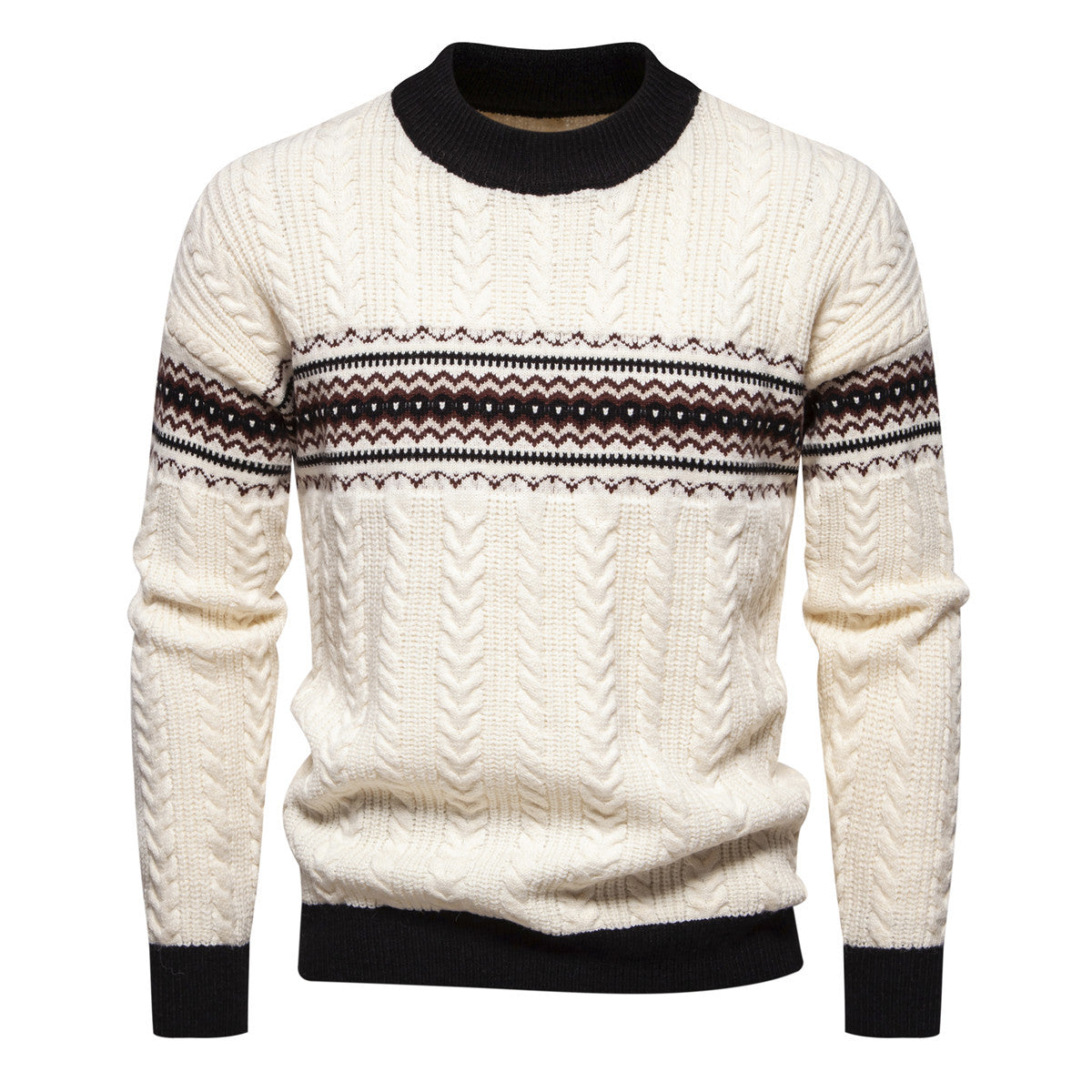 Herren Strickpullover Zopfmuster Modern Stilvoll