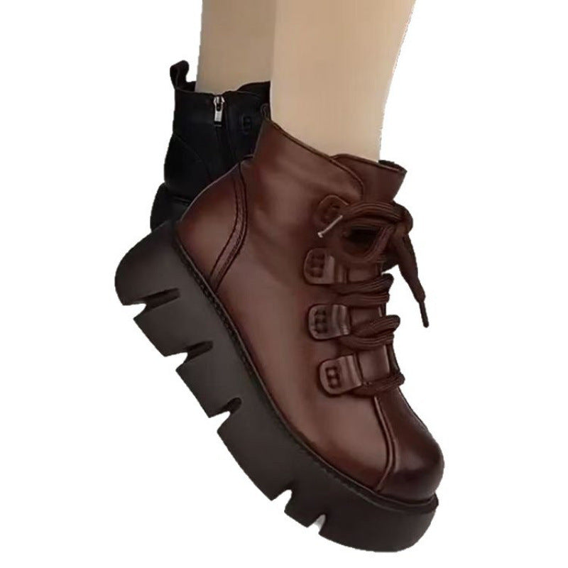 Damen Stiefelette Warm Schnürstiefeletten Mit Robuster Sohle